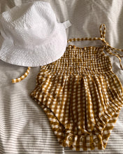 Load image into Gallery viewer, Gingham Baby Romper &amp; Sun Hat
